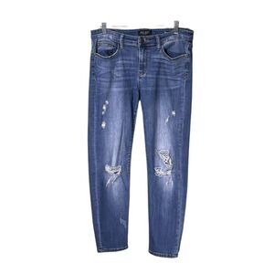 Judy Blue Women's Jeans Size 13/31 Blue Relaxed Fit Stretch Distressed Denim
